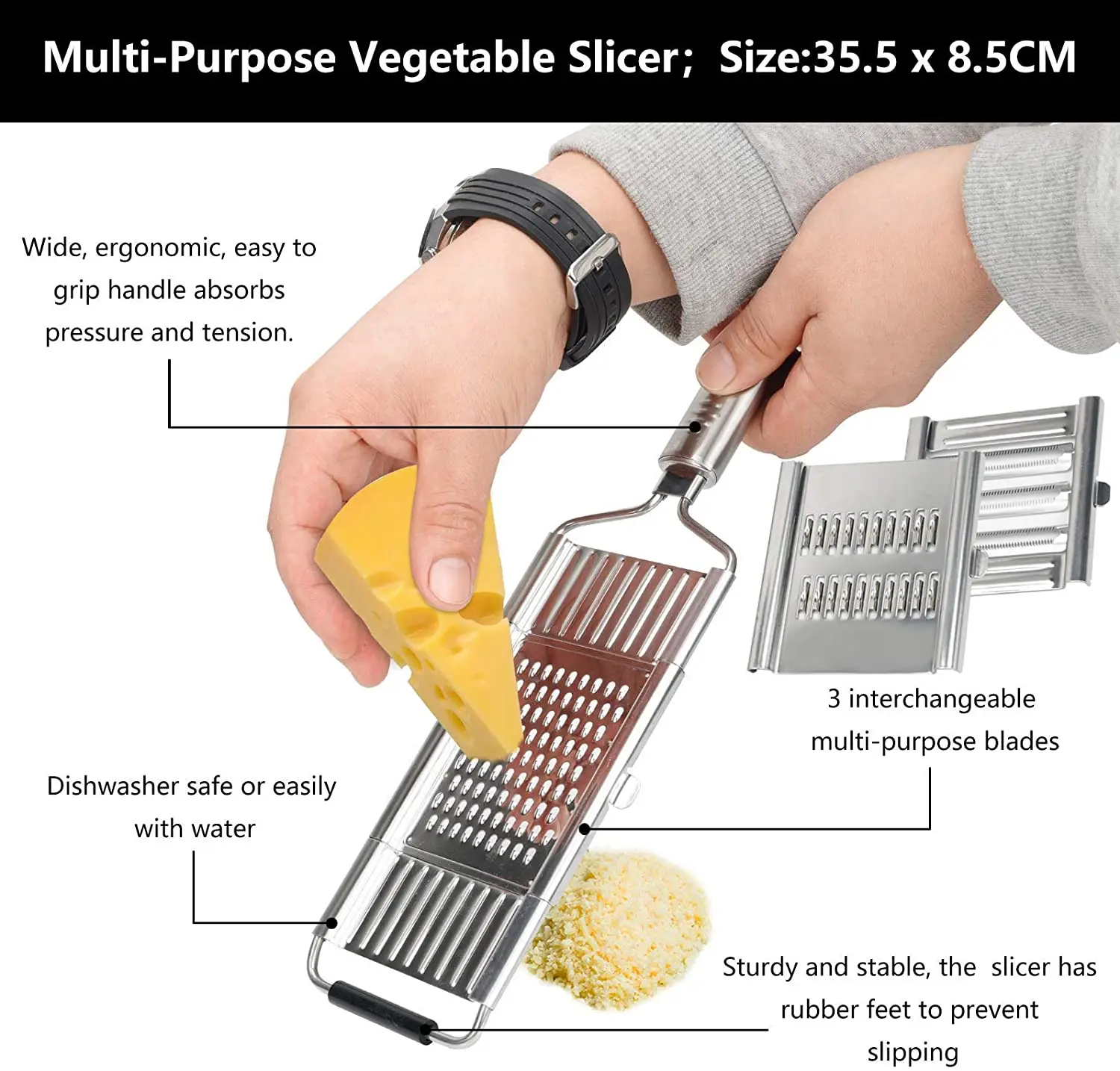 3-in-1 Multi-Purpose Vegetable Slicer Stainless Steel Fruit Potato Peeler Grater Shredders Food Chopper Cutter Kitchen Tools