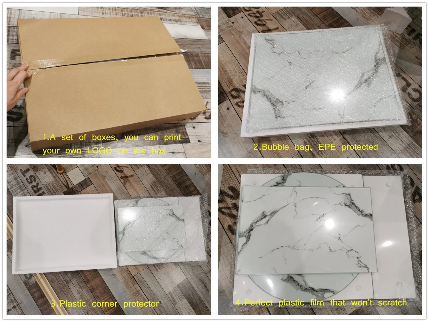 Source 12 x 16 Inch Scratch Heat Shatter Resistant Dishwasher Safe  Decorative Tray Tempered Glass Marble Pattern Cutting Board on m.