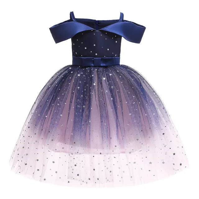 European and American girls dress children's Frozen Princess Aisha dress Aisha off-the-shoulder lovely sleeveless dress