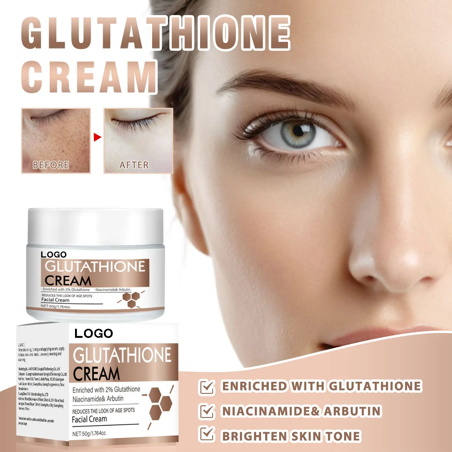 glutathione face cream china Face Care Glutathione Niacinamide Arbutin Soothing 30ml Multi-Peptide +  Copper Peptides 1% Moisturizing Facial Cream| Alibaba.com