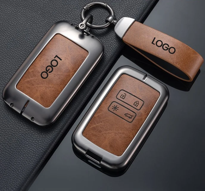 Latest Fashion Luxury Zinc Alloy Leather for renault Talisman Koleos megane  SM6 QM6 Key Card Holder Cover Sleeve Protector