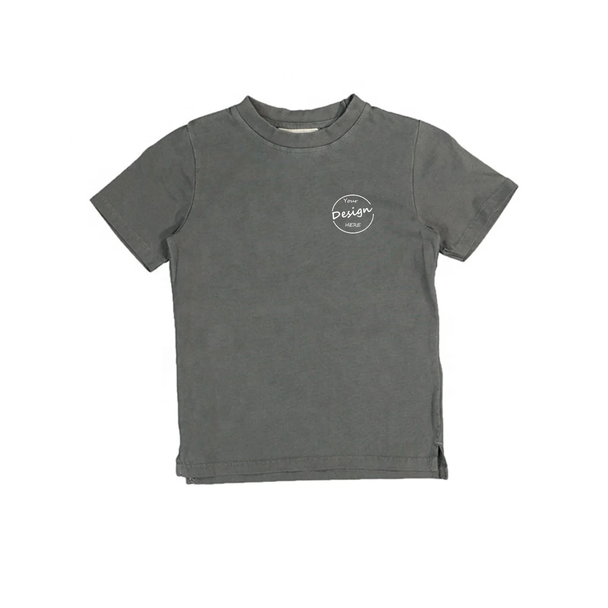 Solid Color High Quality Grey Color Regular Fit Kids T Shirts Wholesale 100 Cotton Short Sleeve T-shirts