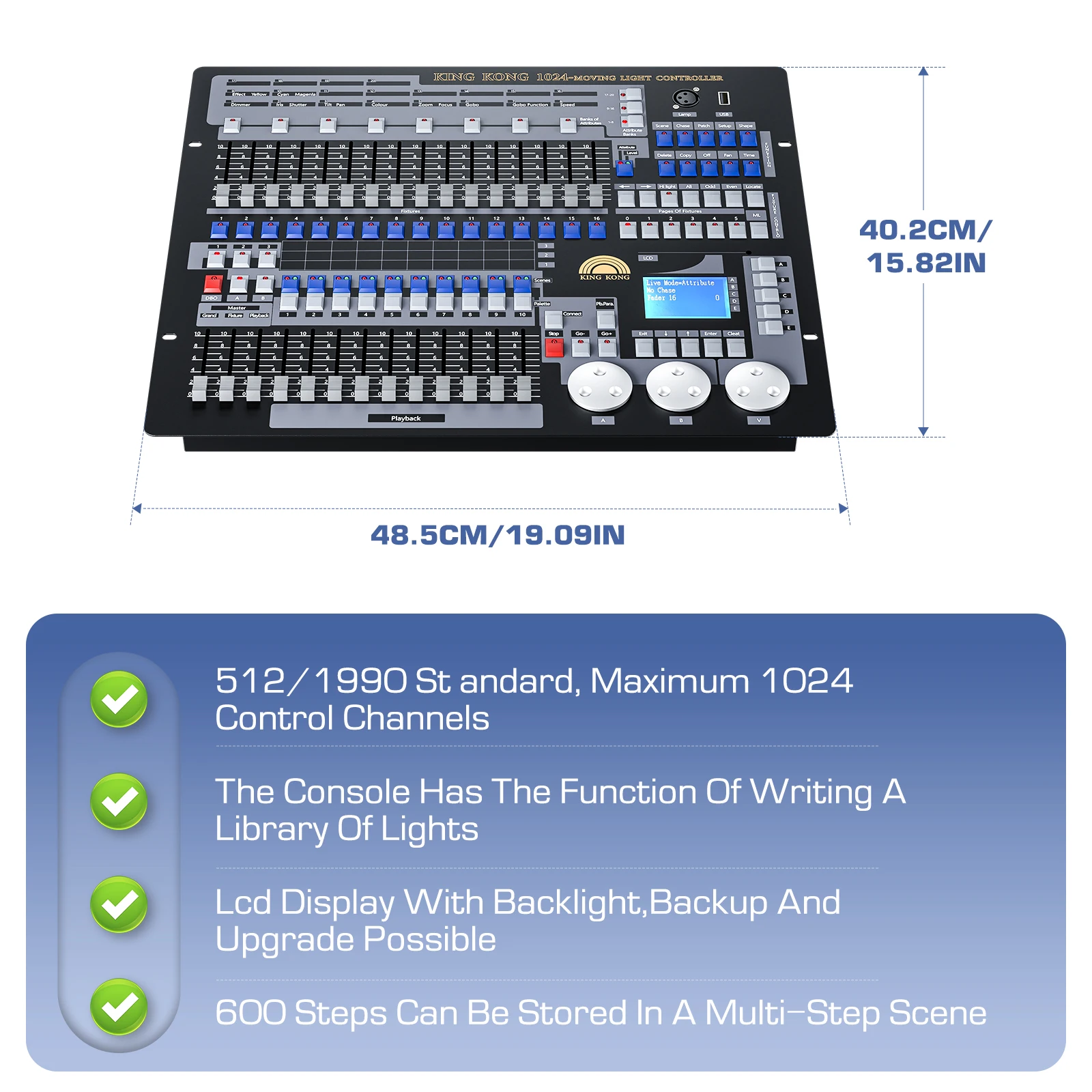 Profession Dmx1024 Stage Lighting Control Factory Stage Lights Console Lcd Display Mixer 1024 Dmx Controller