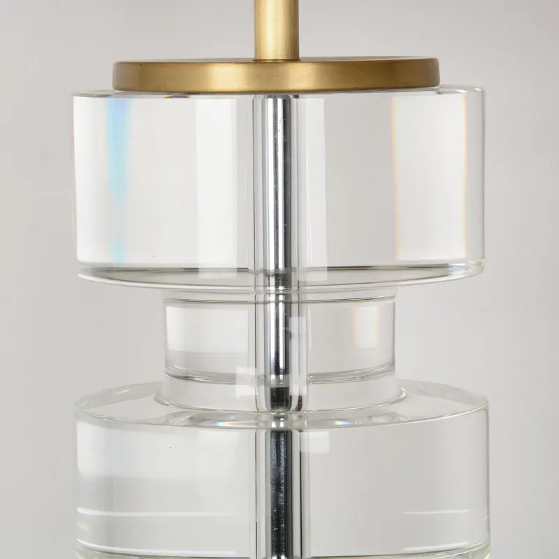 Multi-layer Cylindrical Crystal Round Fabric Shade Bedside Table Lamps for Hotel Home Lighting