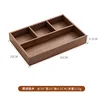 Large black walnut wood four-compartment storage box (30*20*4.5cm)