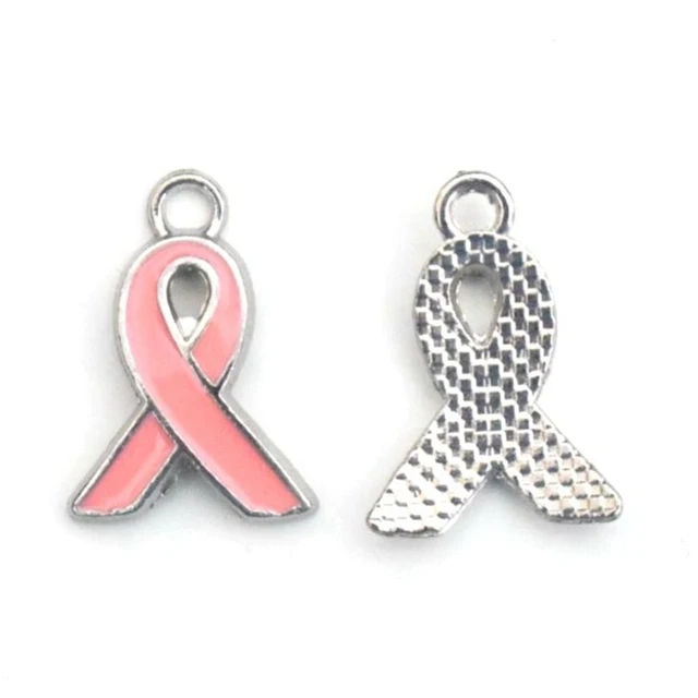 Wholesale Alloy Lobster Loop Breast Cancer Charms Pink Ribbon Awareness  Drop for Keychain