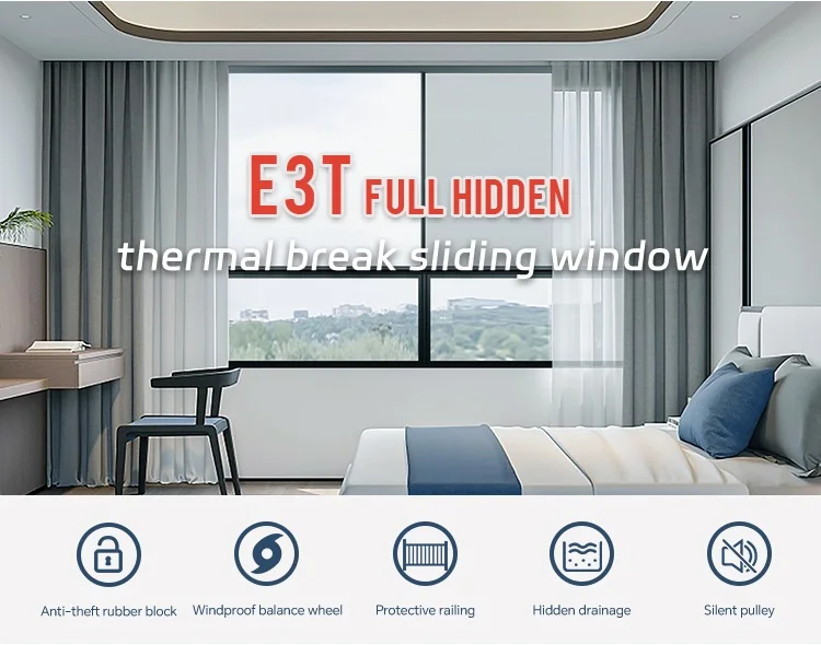 Custom Made Aluminum Sliding Flyscreen Windows Windproof Antitheft Rubber Block Interior Safety