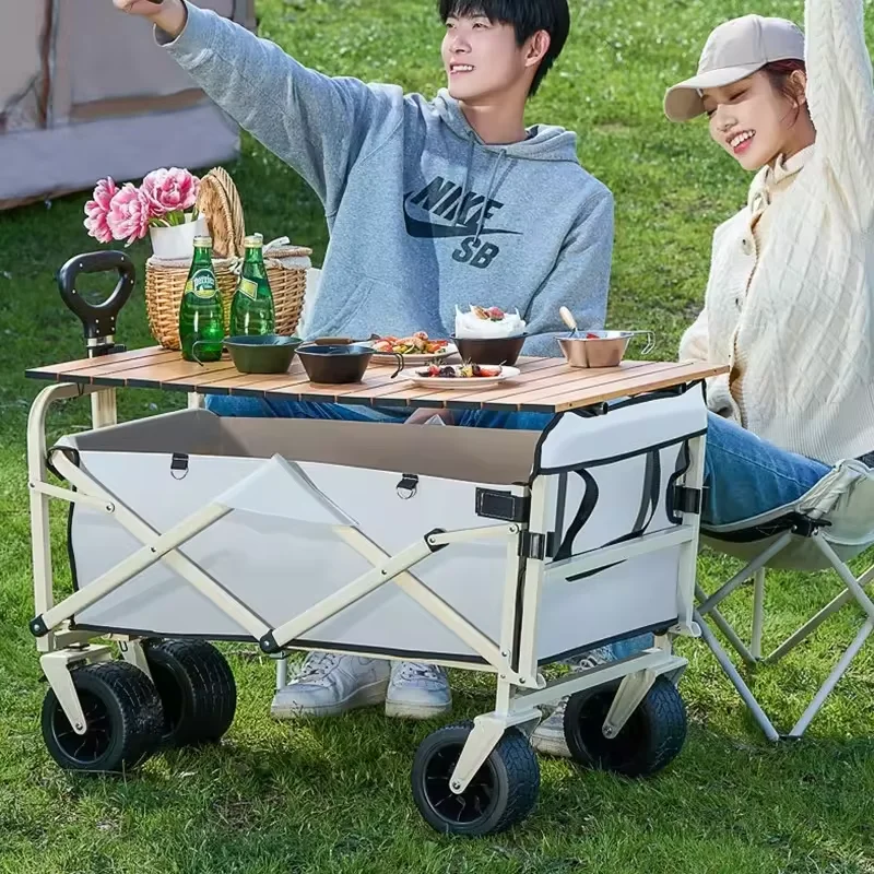 Folding Picnic Cart Camping Wagon with Wheels shopping trolley picnic cart camping wagon