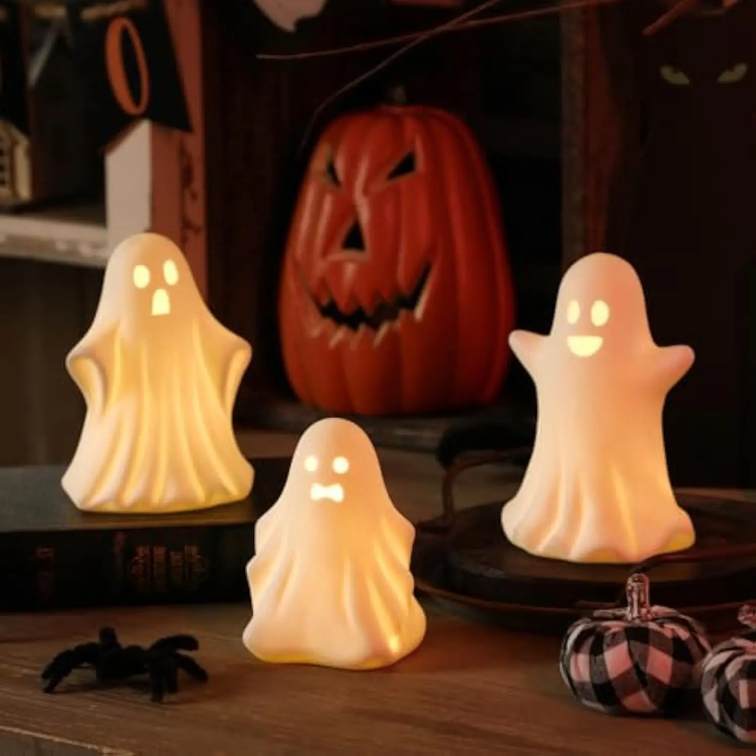 Customizable Gothic Ceramic Ghost Glowing, Halloween Ghost Decoration, Suitable for Halloween Home Interior Decoration