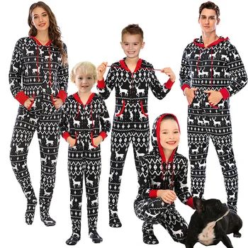 blank adult children kids christmas tree parentage matching footed pajamas pants sleepwear family pajamas sets with butt flap