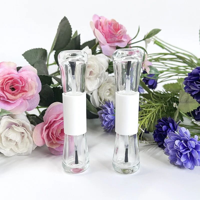 High Quality Transparent Empty Double Ended Glass Bottle Nail Polish with Brush Cosmetics Dispenser Bottle