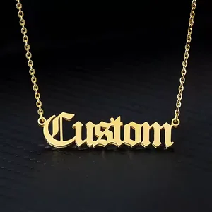 Custom Gold Silver Plated Stainless Steel Jewelry Name logo Zodiac Initial Statement Anime Women Men Necklace