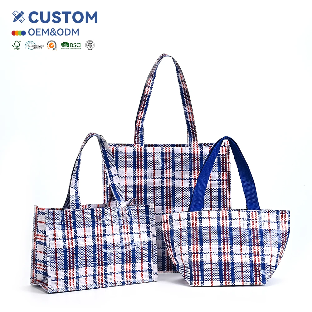 Customized Printing Reusable pp Woven Heavy Duty Laminated Polypropylene Woven Shopping Tote Bag with Double Handle