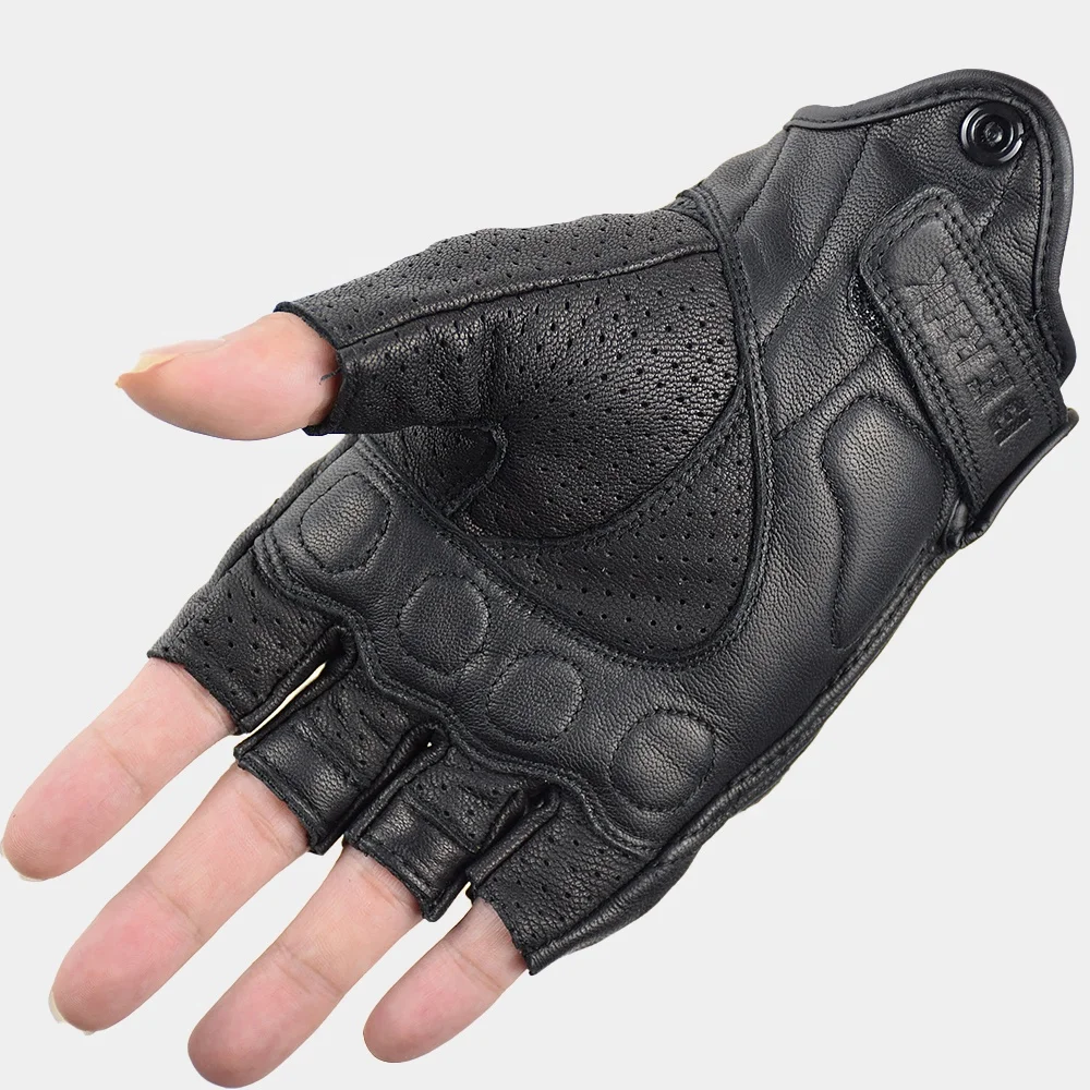 Перчатки мужские кожаные для езды на мотоцикле дышащие велосипедные полуперчатки ударопрочные велоспорта и активного отдыха сенсорных экранов летние
