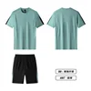 ชุดเสื้อยืดวิ่ง KJW6807 สีฟ้า-เขียว
