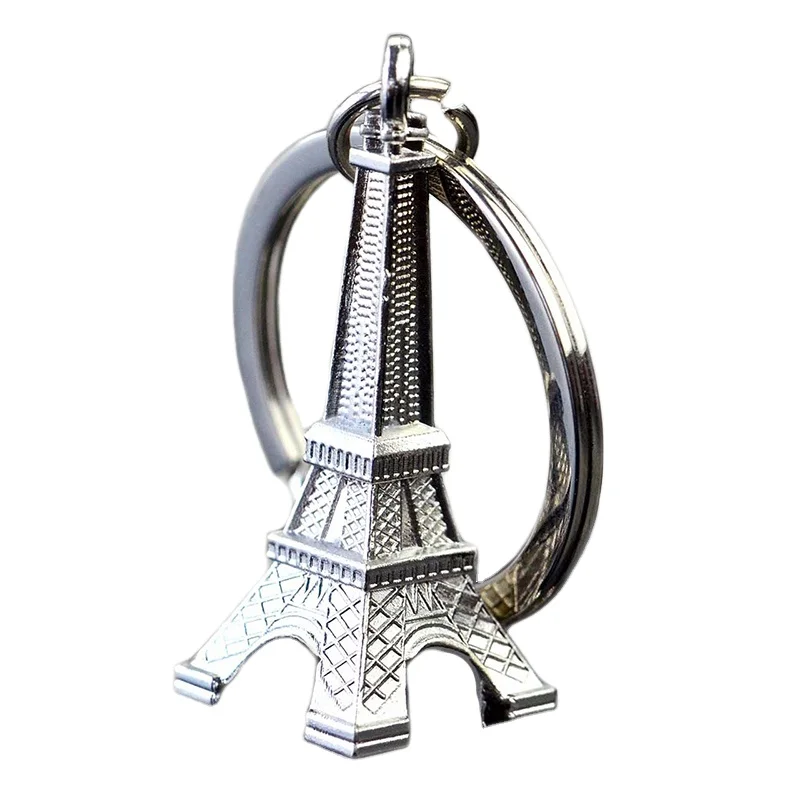 Silver 3D Eiffel Tower Key Chain