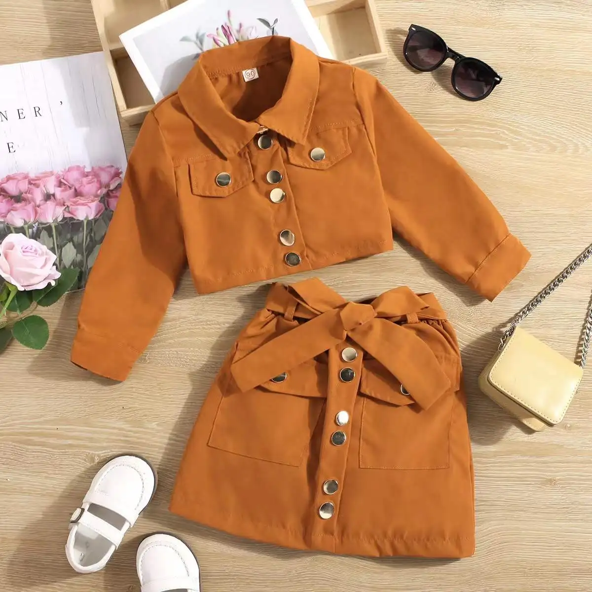 2022 Hot Sale Autumn New Style Little Girls Fall Clothes Sets Two