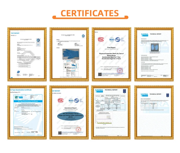 En374 9inch Disposable Industrial Working Safety Blue Black Nitrile Pvc