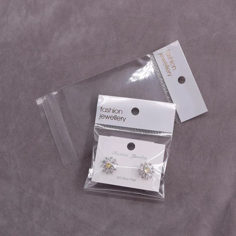Clear Plastic Packaging Pouch OPP Self Adhesive Seal Bags Hang Hole Jewelry Pack 
