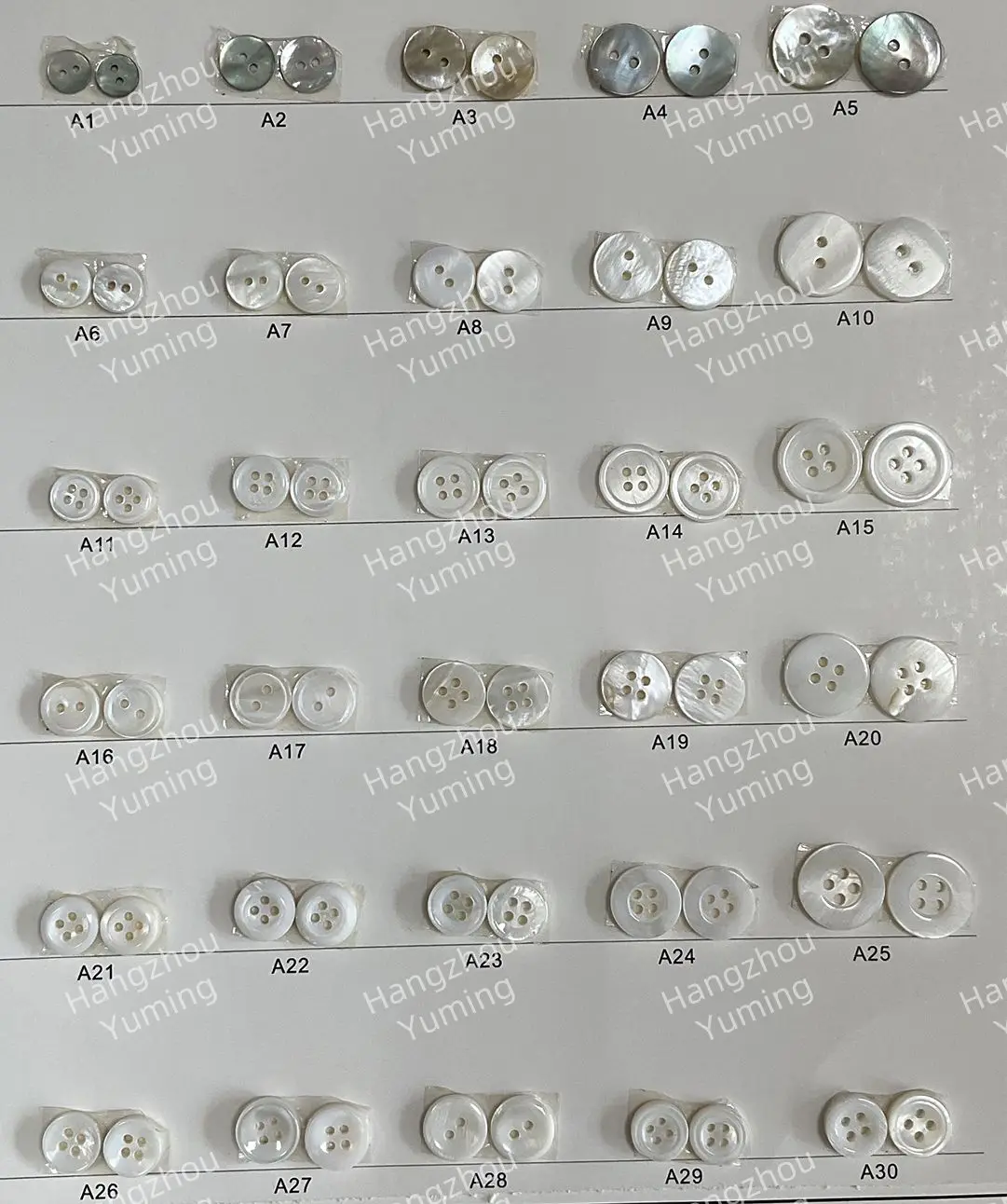Trocas Coquillage - Customized 4 Hole Grey White Pearl Buttons