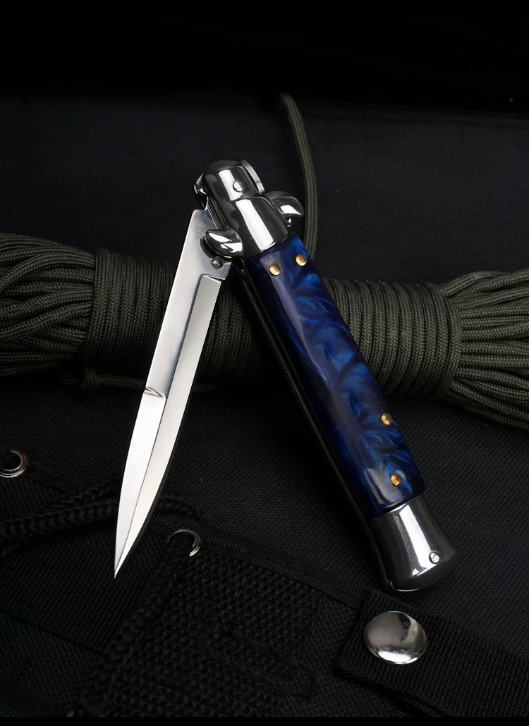 j037流行批发户外akc折叠战术野营不锈钢小刀狩猎徒步救援求生