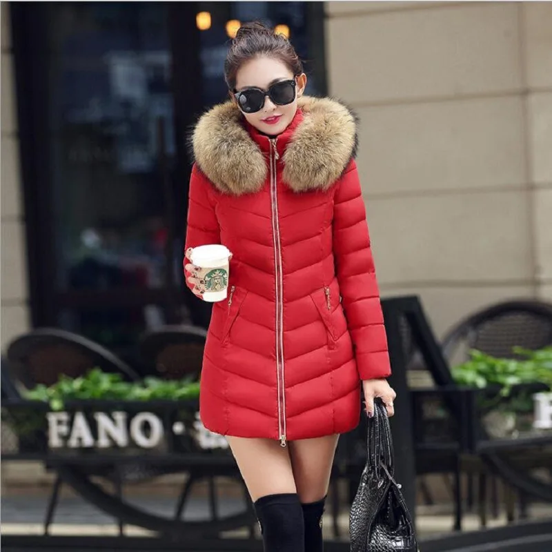 Oem Big Fur Collar Winter Breathable Down Jacket Hooded Snow Coat  