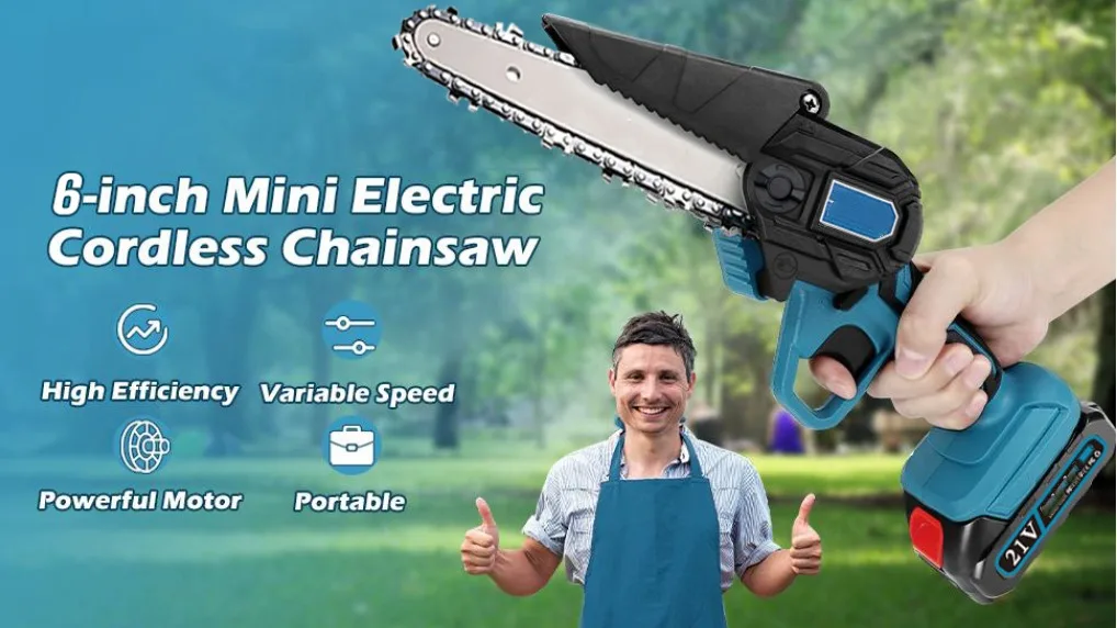 4 Electric Chainsaw Cordless Chain Saw Rechargeable High Power Motor 550W  24V