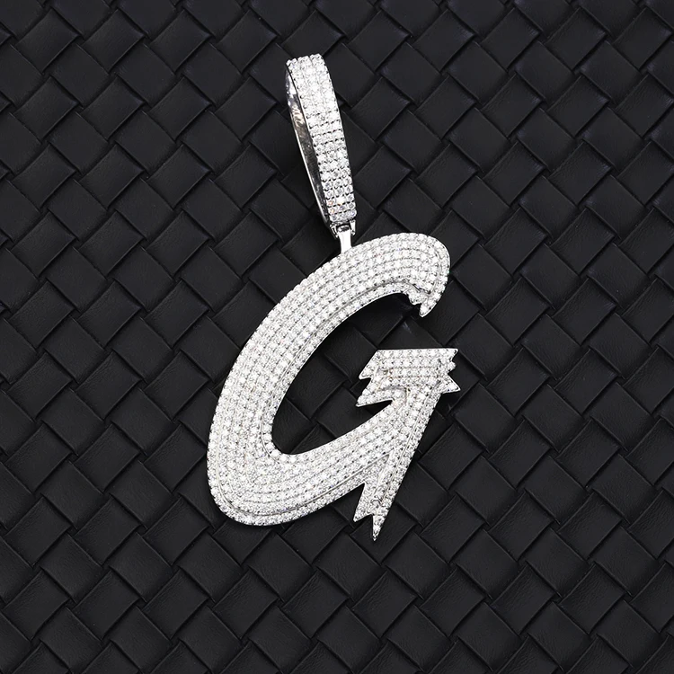 Fashionable Style 925 Sterling Silver Iced Out D Color Moissanite Letter Pendant For Necklace Jewelry 222066