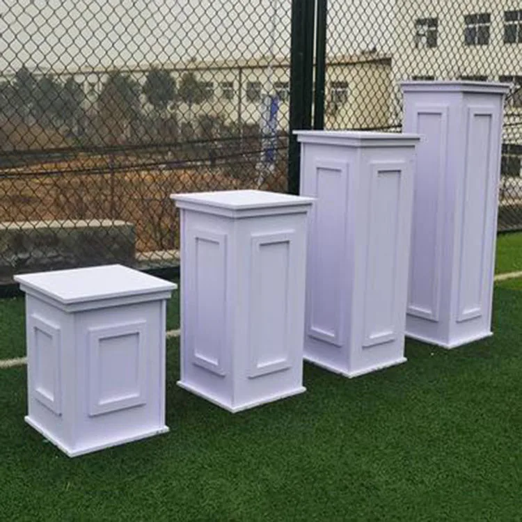 Wedding Hall Decoration PVC Carved Roman Columns Plinth White Cylinder Dessert Table Stand Flower Stand for Weddings Party
