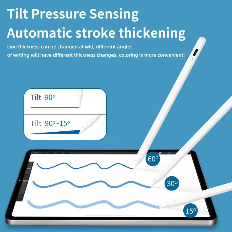 Factory Selling Popular Soft Touch Metal Delicate Flat White Graphic Tablet Computer Pen Stylus for Ipad Fine Tip Nib Fit