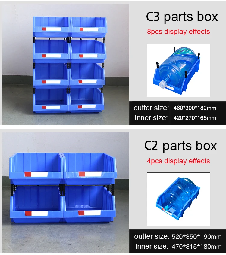 8pcs Warehouse Storage Bins Stackable Storage Bins Warehouse Parts Storage  Boxes