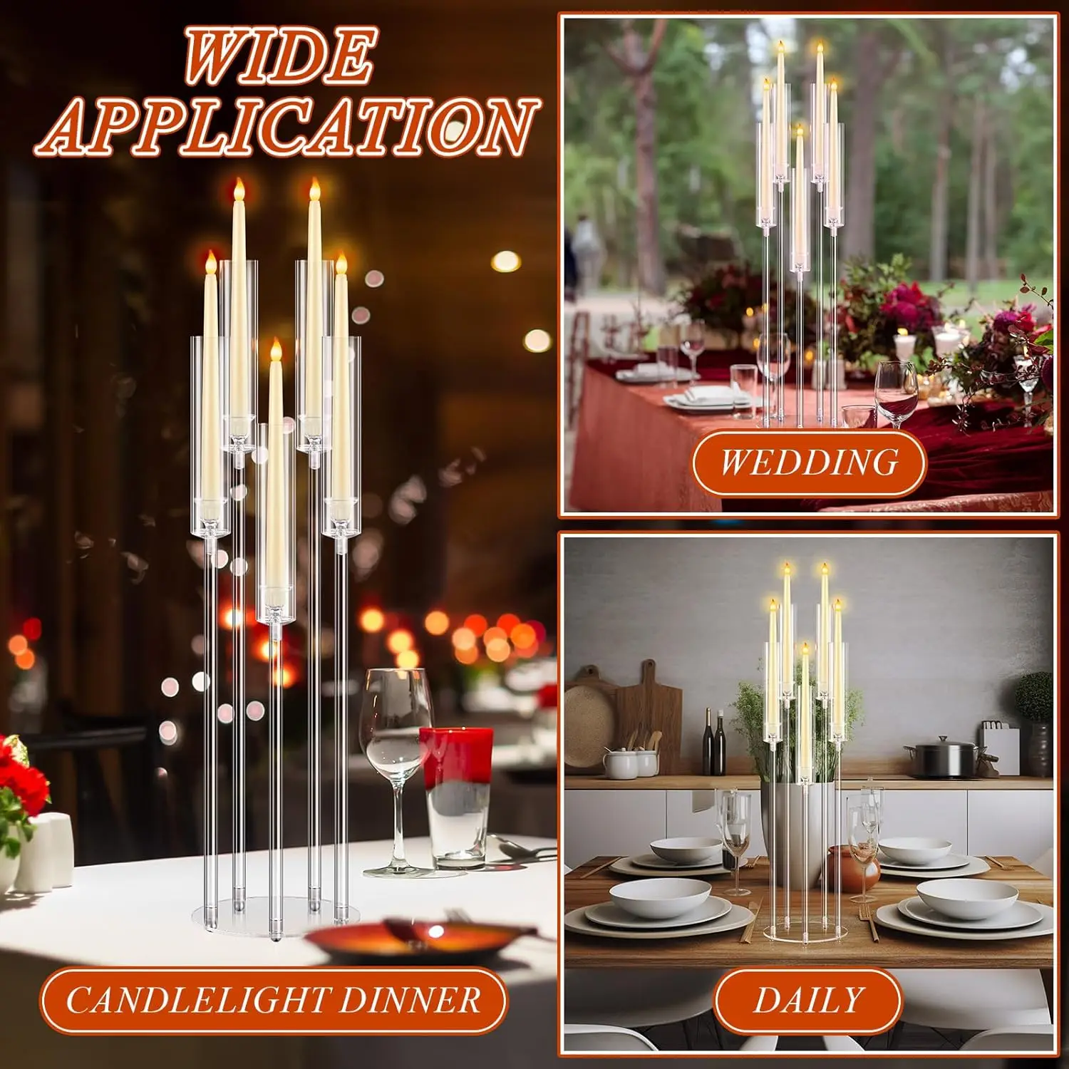 Clear Acrylic Candle Holder Wedding Centerpieces Table Decorations Candlestick Flower Stand