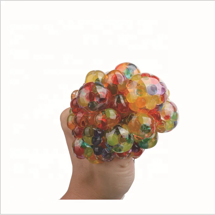 Wholesale Promotion TPR Fidget Toy Rubber Beads Squeeze Grape Shape With Slime  Mesh Stress Ball