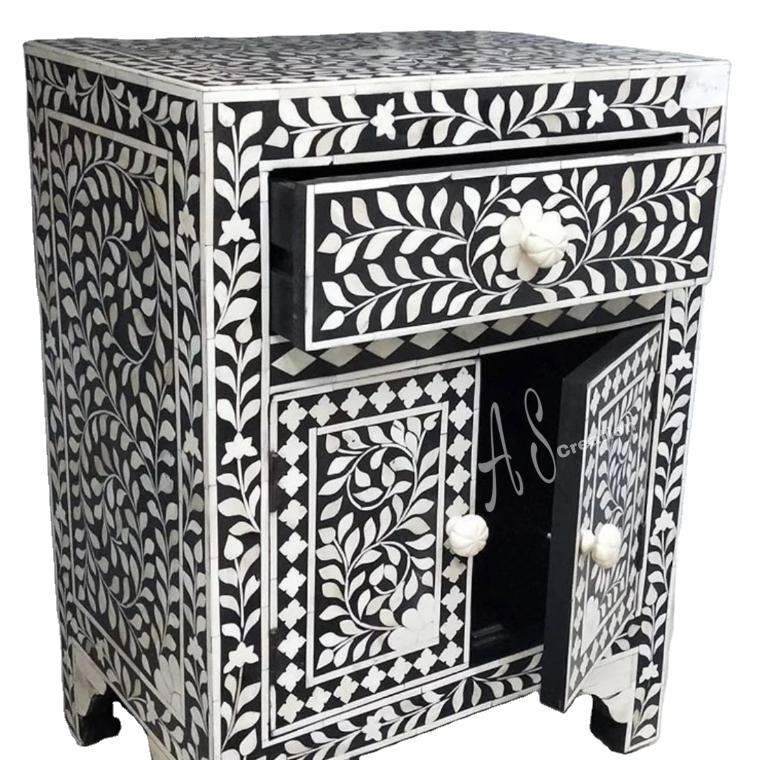 Stunning Bone Inlay Bedside Table. Sold out Pre Order Only 