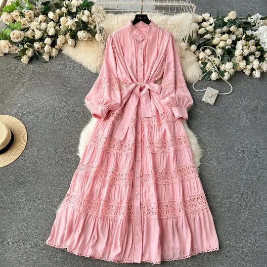 Shop Our One Size Fluffy Sleeves Empire Hollowed Out Lace Gown Shop Our One Size Fluffy Sleeves Empire Hollowed Out Lace Gown