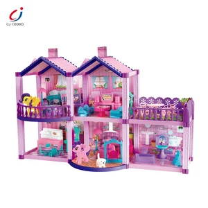 Chengji Kids Role Playing Game Diy Decorated Villa Toy Beautiful Home Fashion Girls Doll House Toys with Horse