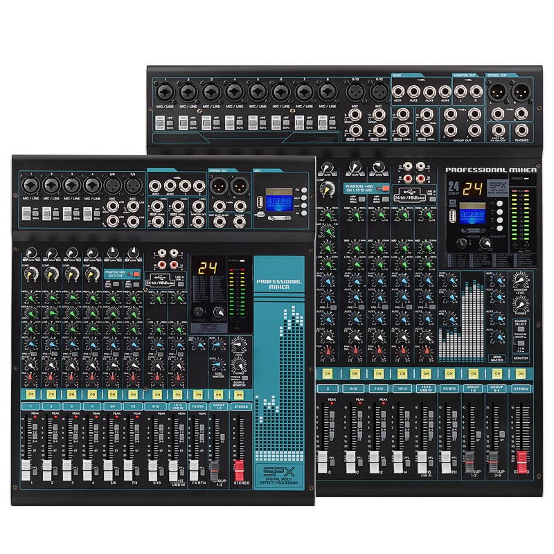 MX12 12-Channel DJ Audio Mixer - Digital Sound Mixer with Phantom