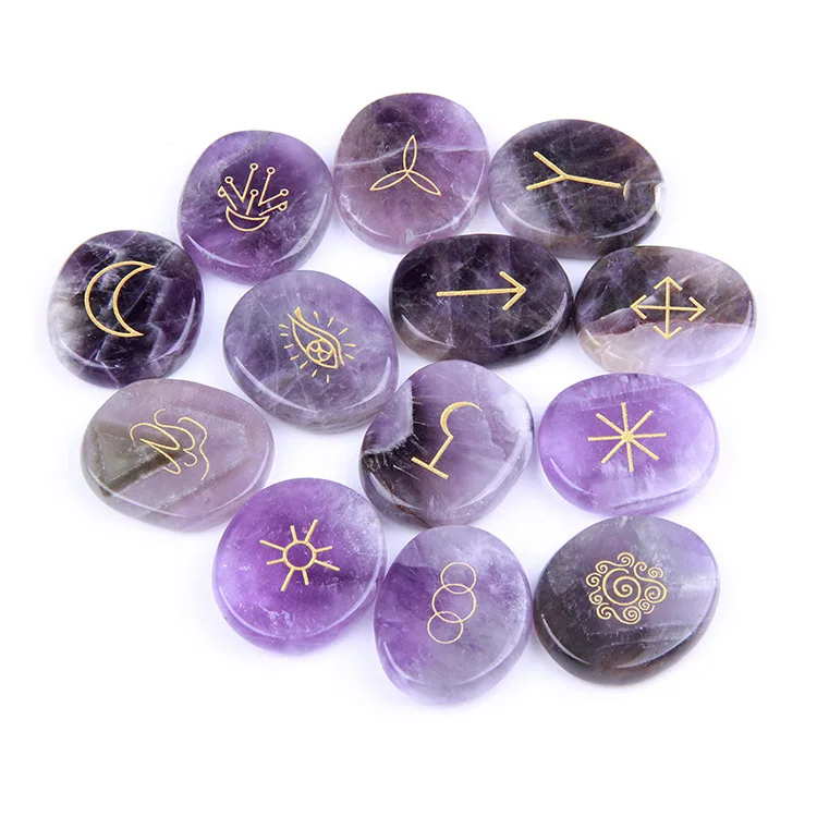 Wholesale Rune Stone Set Various Healing Natural Engraved Tiger Eyes