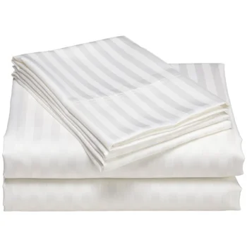 Wholesale White Stripe Precale Children's Single Luxury Comfortable 4-Piece Hotel Bedding Set for Sleeping (2 Pack) 160cm Cotton