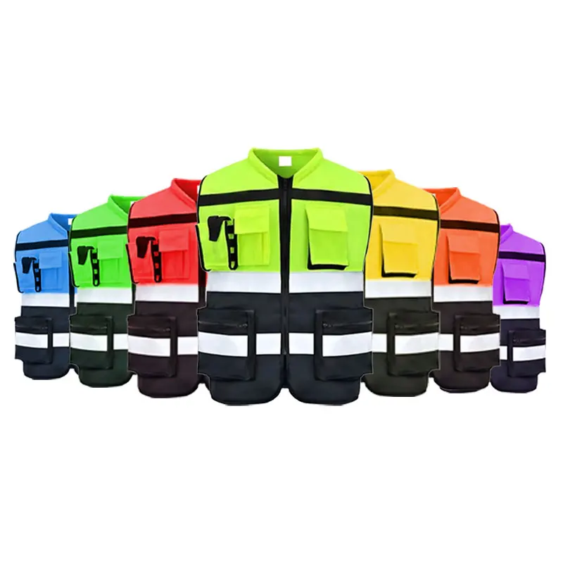 High Visibility Reflective Safety Vests Chalecos De Seguridad Reflector Clothing with Pockets and Zipper Reflective Vests