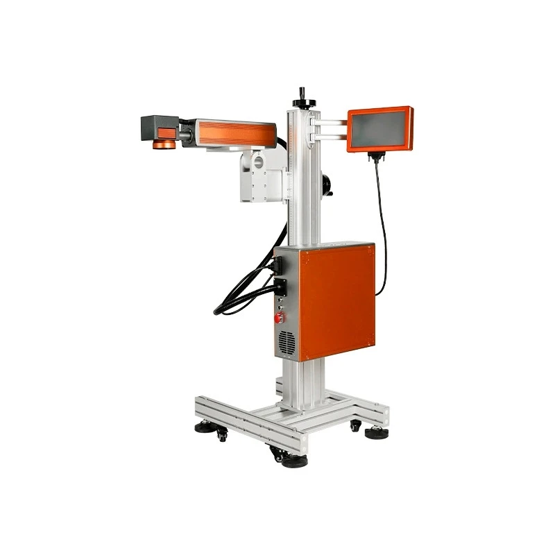 TEBAK Flying Marking Machine CO2 Metal Pipe 30W 45W 60W 100W Laser Marking Machine for Wood Acrylic Leather Paper