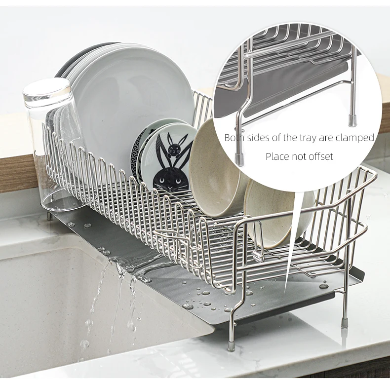 Shimoyama Dish Drying Stainless Steel Dish Rack With Cup Utensil