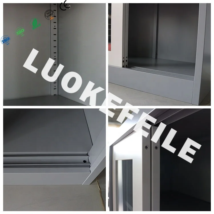 Iron 2 Sliding Modern Lock Double Full Height Library Home Storage Furniture Steel Office Metal Glass Door Filing Cabinet