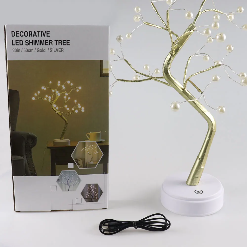 36 LED Pearl Tree Light USB and Battery Touch Switch Tabletop Artificial Bonsai Mini Tree Light Home Decor Shimmer Tree Lamp