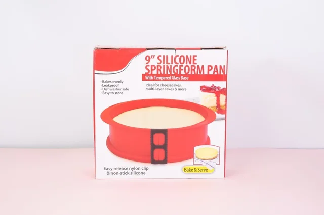 FRCOLOR 1Pc Silicone Springform Pan with Glass Base Cheesecake