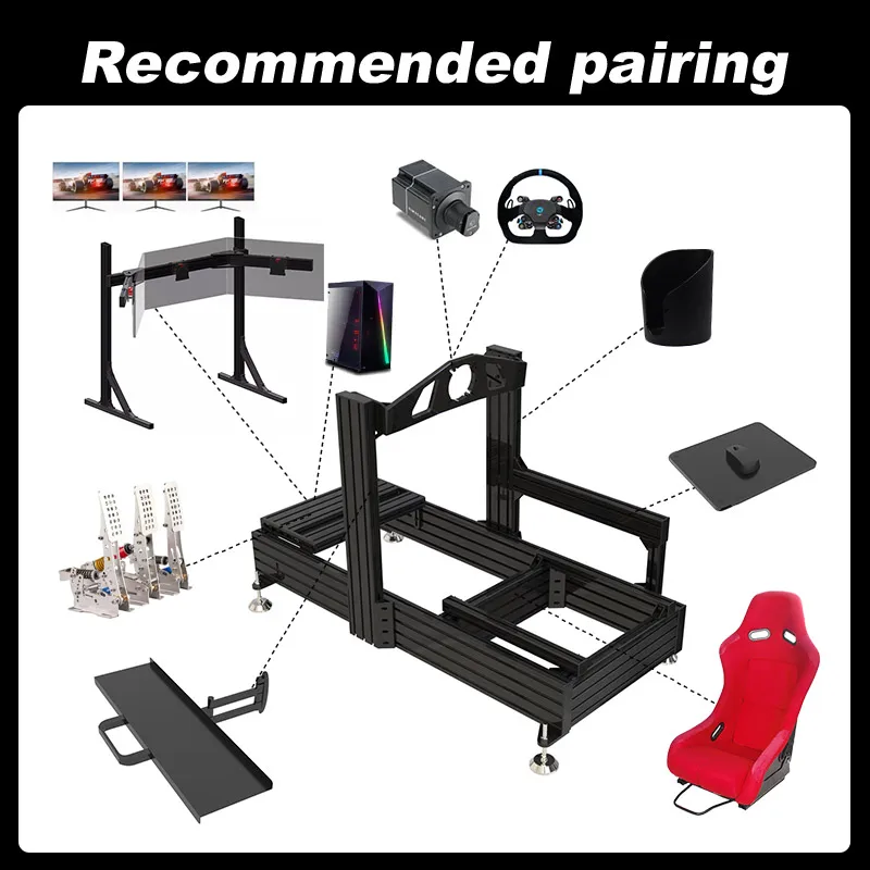 Sim Racing Game Simulator Cockpit - Triple Monitor Stand