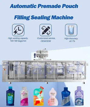 Hot Popular Automatic Premade Bag Pouch Filling Sealing Machines High Speed Capping Plastic Film Motor for Health Puree Juice