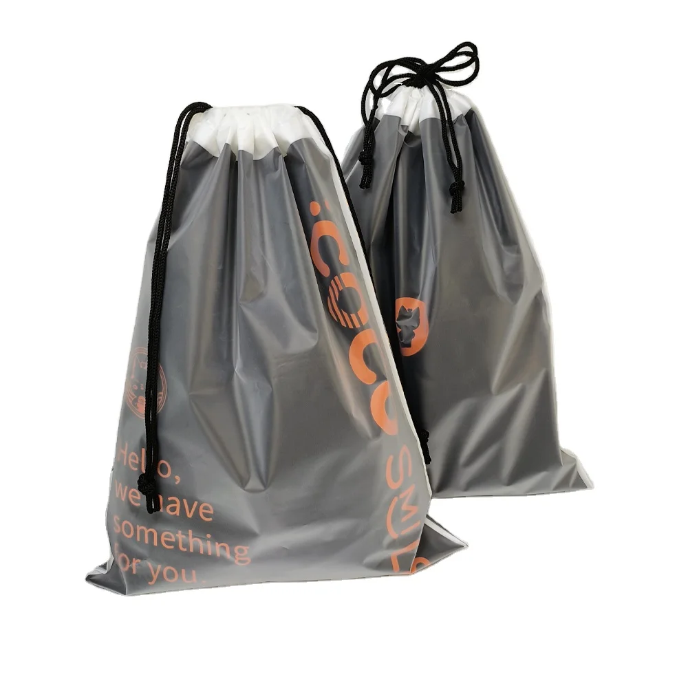 Custom Size Waterproof Drawstring Plastic Bag With Logo For Shoes Dust Bags Drawstring Plastic Bag