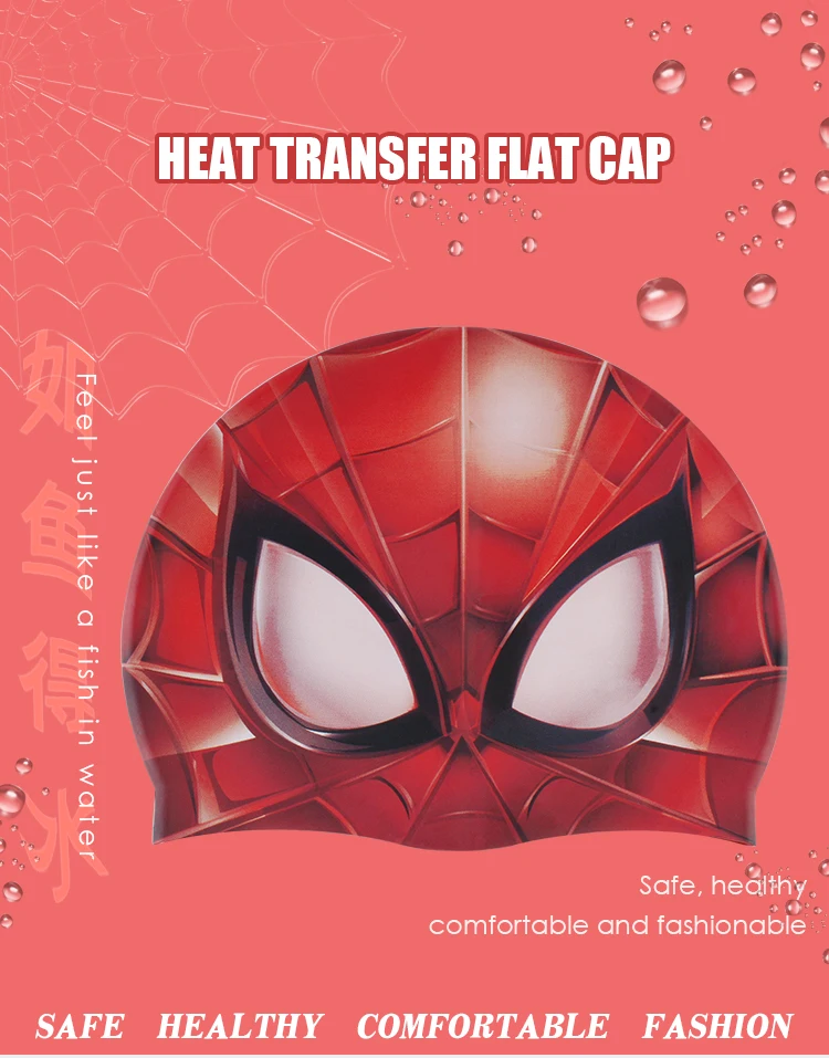 Thermal Print Cartoon Shape Spider Man Silicone Swim Caps - Buy Spider ...