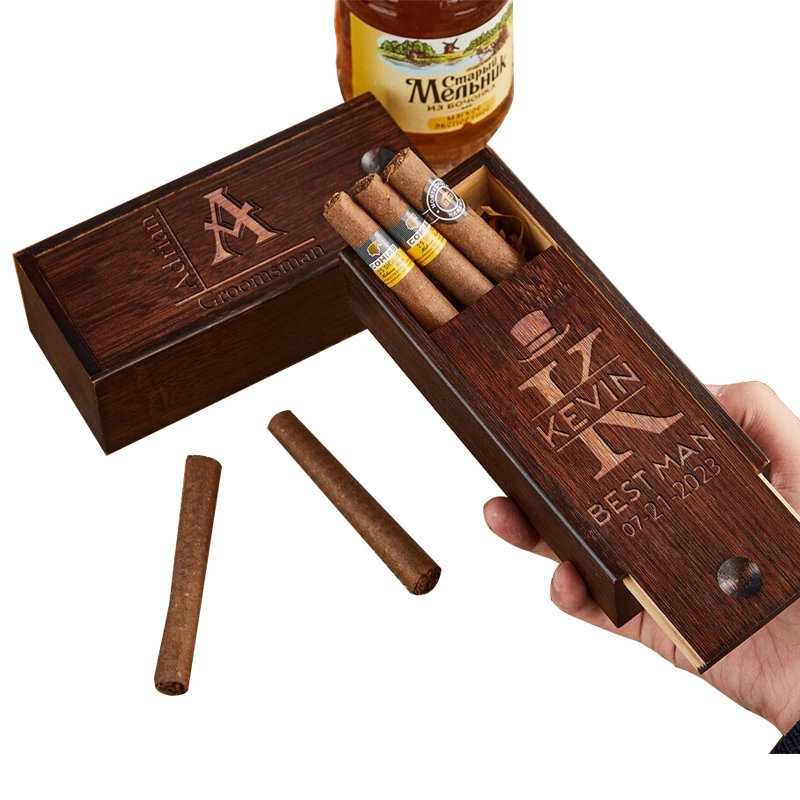 Personalized Custom Solid Wooden Box Small Wedding Wood Cigar Packaging ...